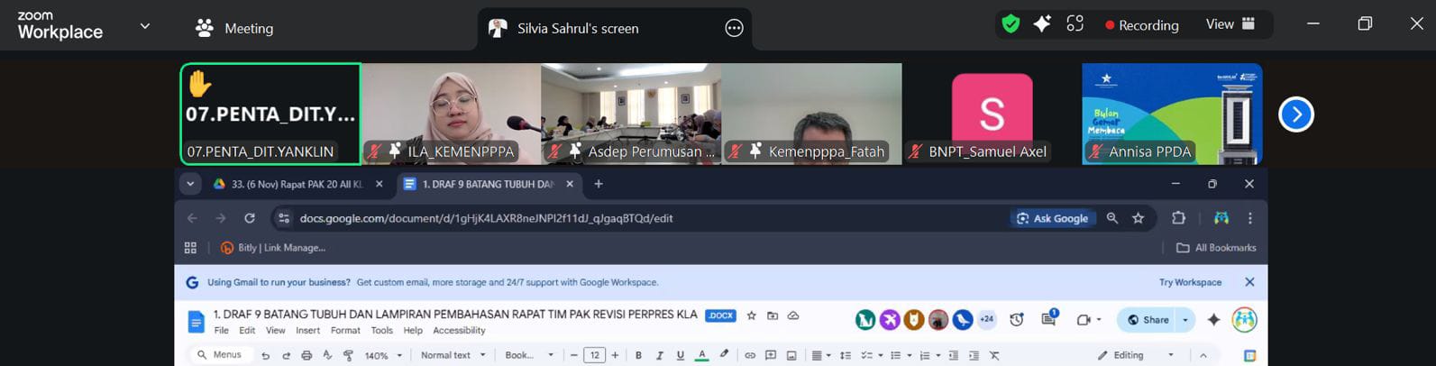 BNPT MENGHADIRI RAPAT PENYUSUNAN RANCANGAN PERUBAHAN PERATURAN PRESIDEN NOMOR 25 TAHUN 2021 TENTANG KEBIJAKAN KABUPATEN/KOTA LAYAK ANAK