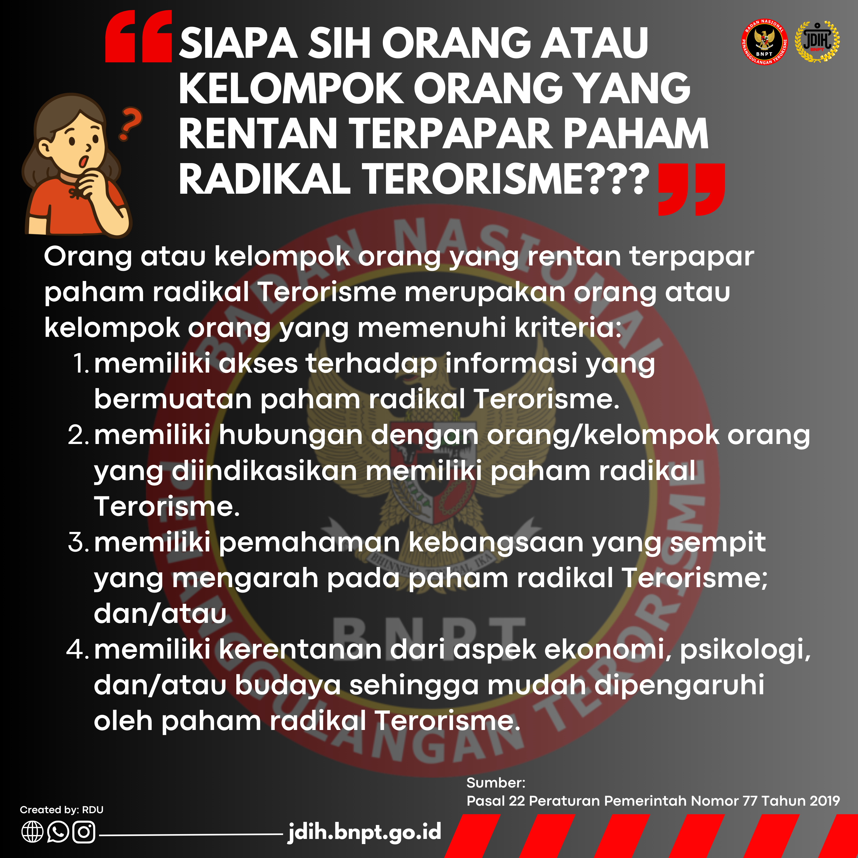 ORANG ATAU KELOMPOK ORANG TERPAPAR DALAM PERATURAN PEMERINTAH NOMOR 77 TAHUN 2019