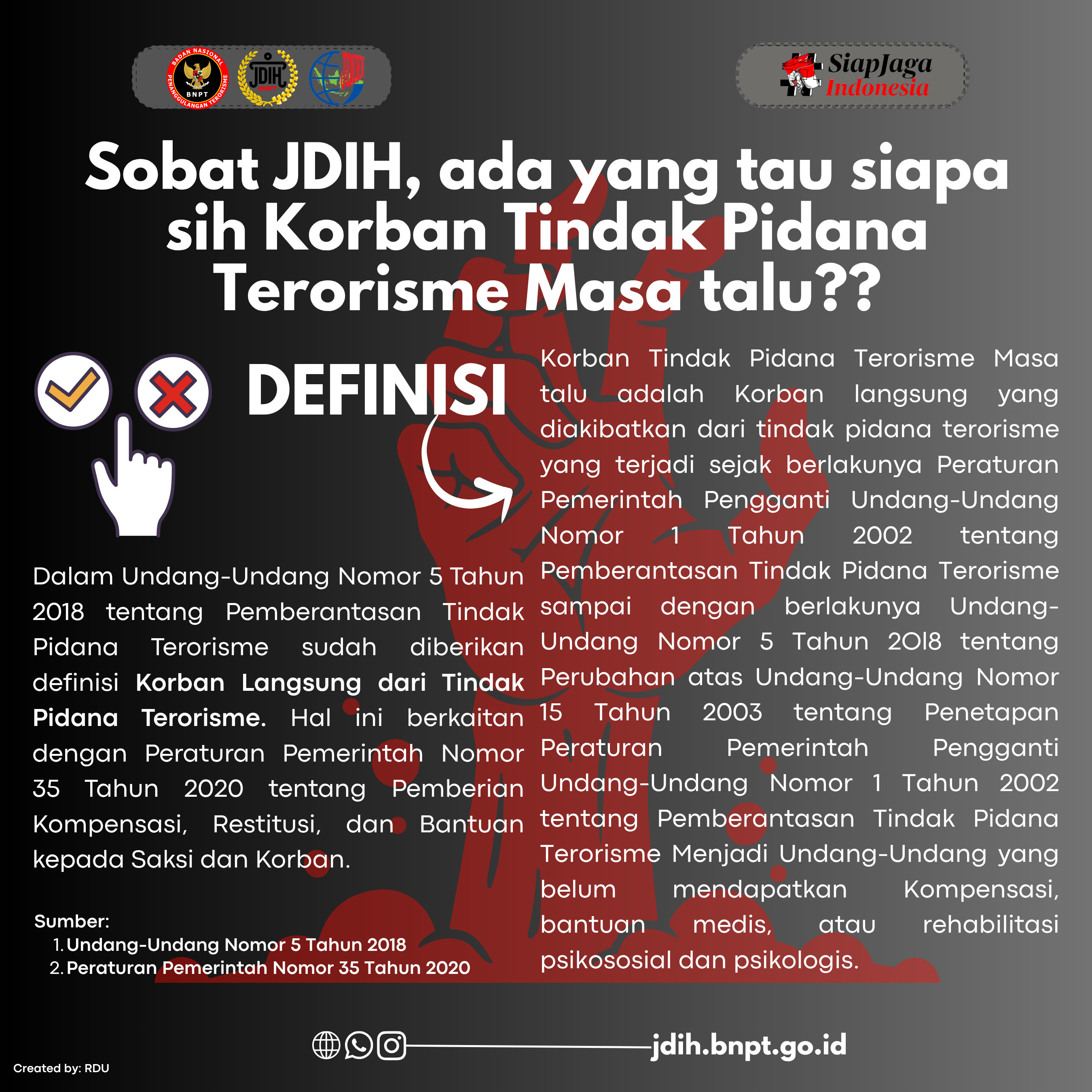 KORBAN TINDAK PIDANA TERORISME MASA LALU BERDASARKAN REGULASI HUKUM